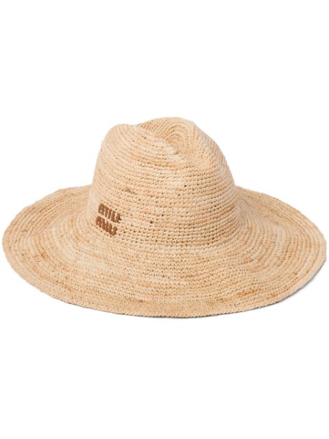 Miu Miu logo-appliqué interwoven sun hat