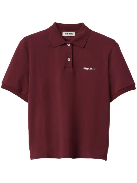 Miu Miu logo-embroidered cotton polo shirt