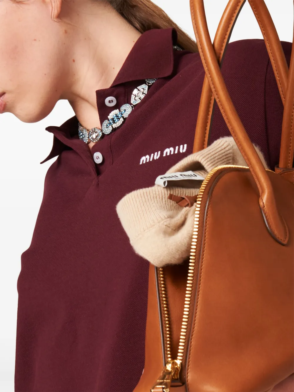 Miu Poloshirt met geborduurd logo Rood