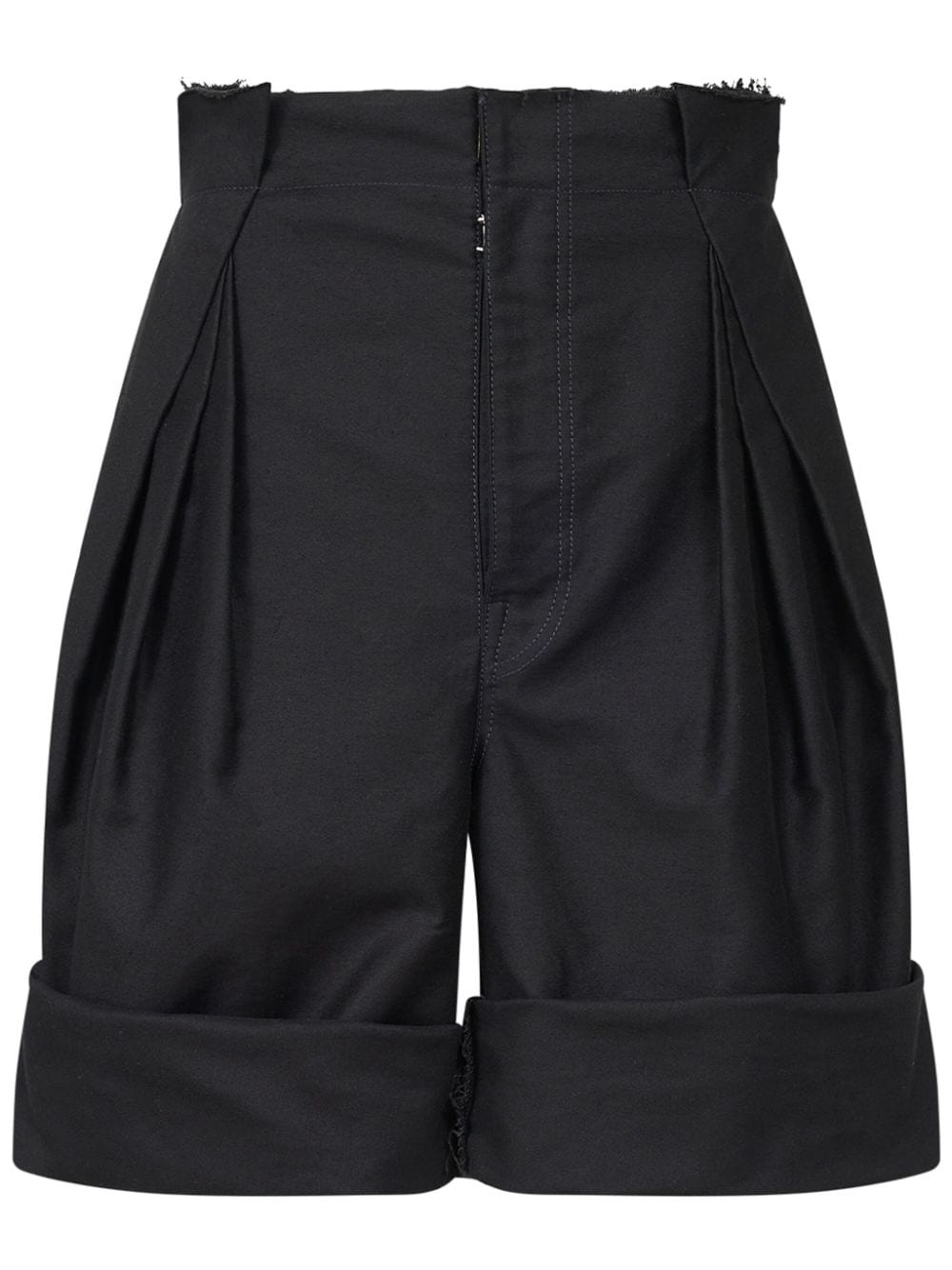 Maison Margiela Pleat-detailing Cotton Shorts In Black