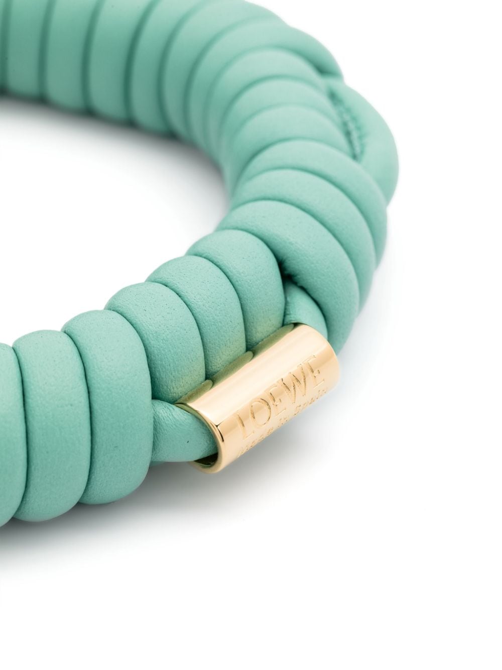 Shop Loewe Woven Leather Bangle Bracelet In Green