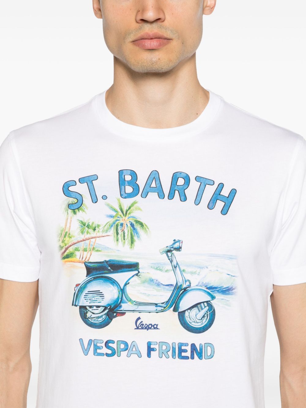 Shop Mc2 Saint Barth Vespa Friend Cotton T-shirt In White