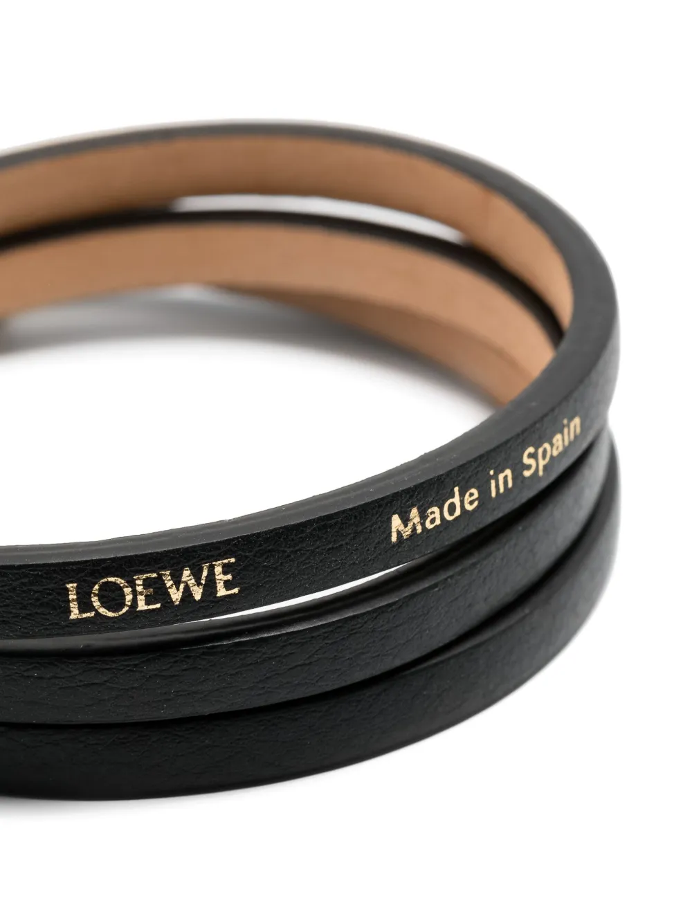 Loewe Twist Leather Bangle In 黑色