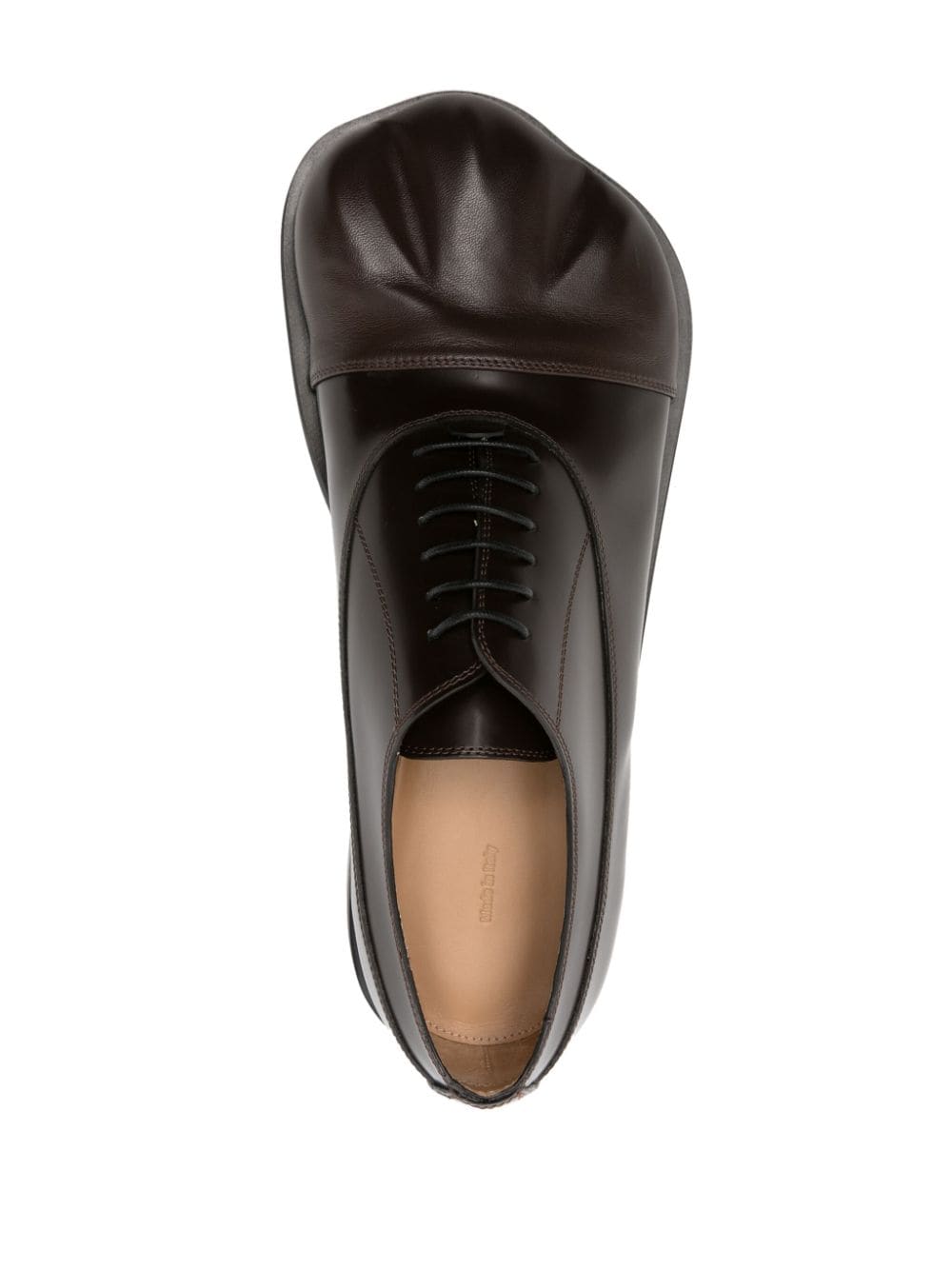 Shop Jw Anderson Sculpted-toe Leather Derby Shoes In Brown