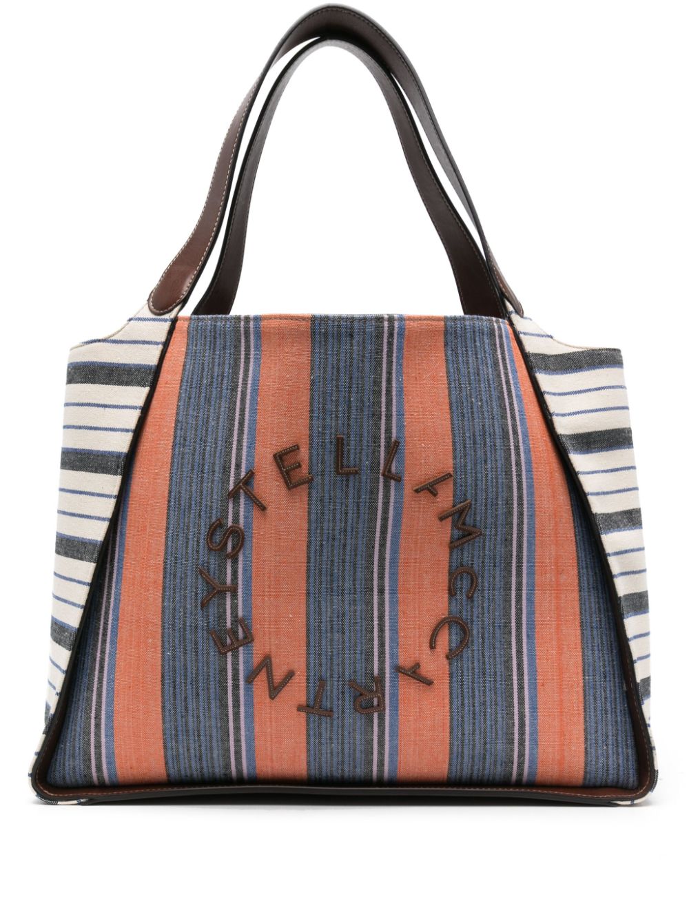 Stella McCartney striped cotton tote bag Blauw