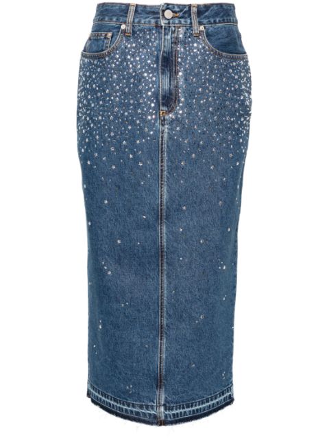 Alessandra Rich rhinestoned midi pencil skirt