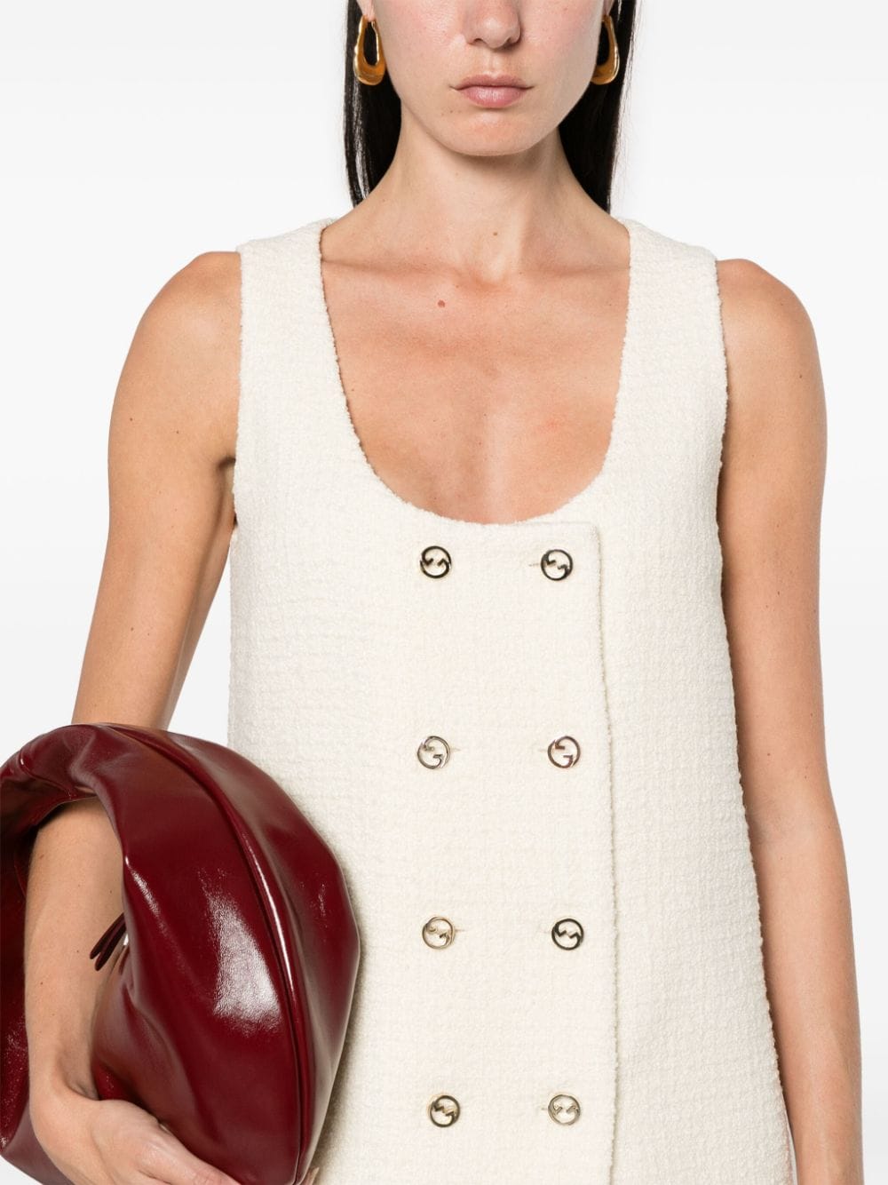 Shop Gucci Damier Bouclé Mini Dress In Weiss