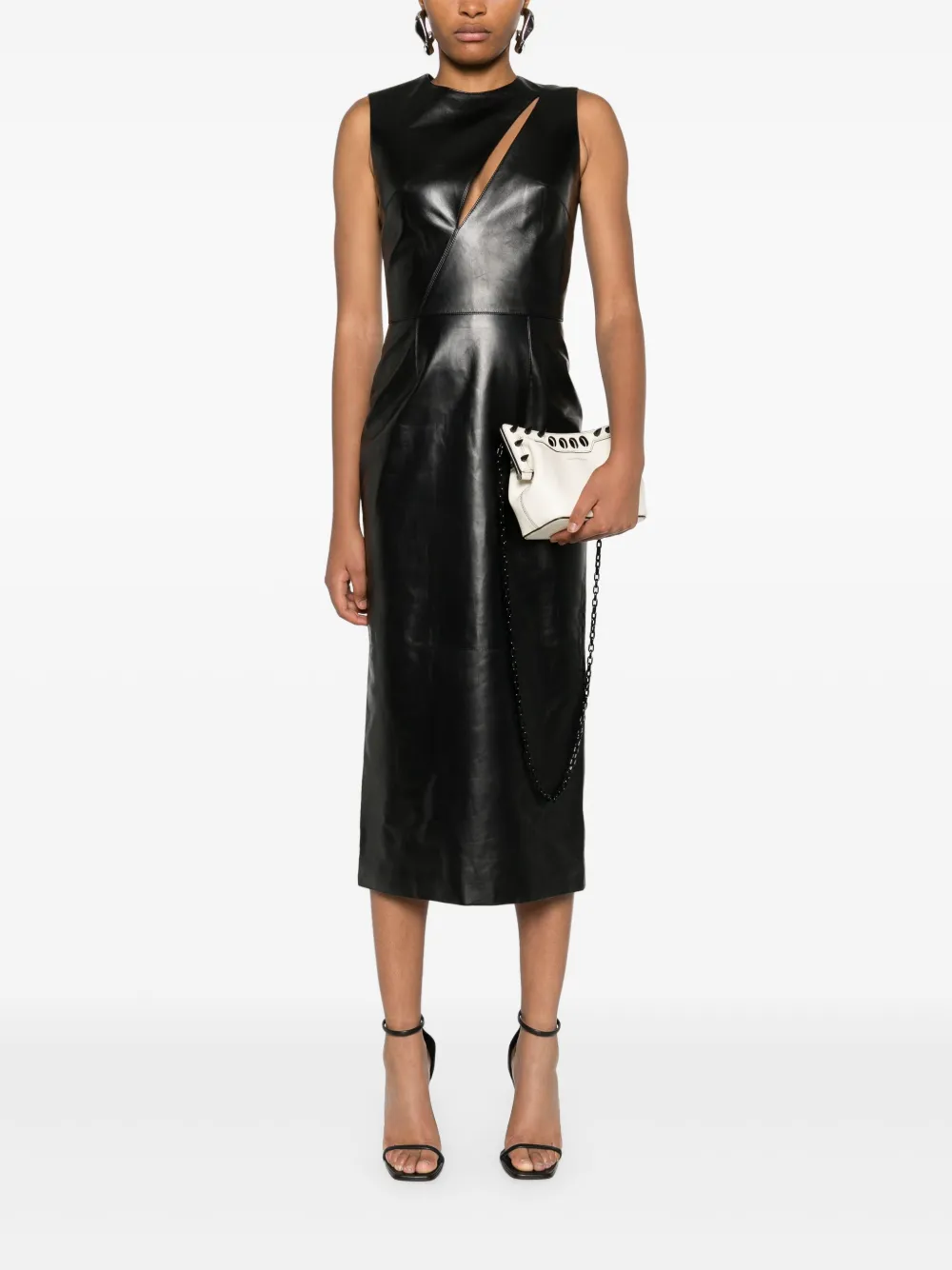 Alexander McQueen leather midi dress - Zwart