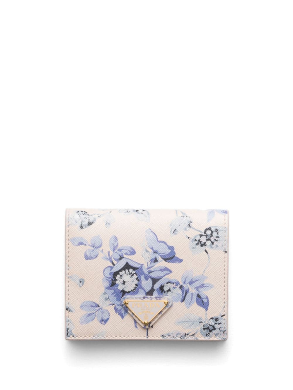 Prada Floral-print Leather Wallet In Neutral