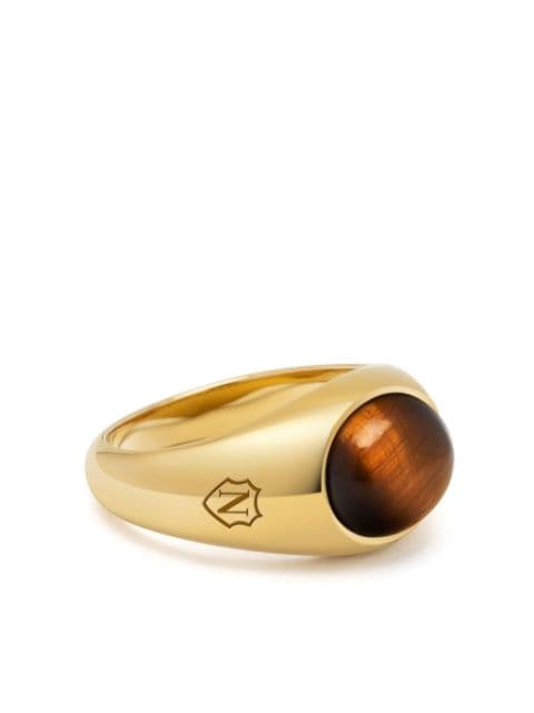 Nialaya Jewelry tiger-eye engraved signet ring