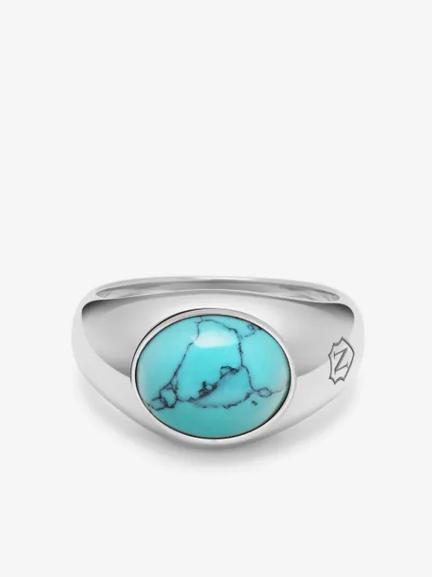 Nialaya Jewelry turquoise engraved signet ring