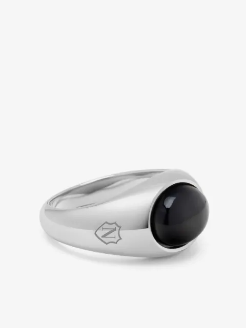 Nialaya Jewelry onyx engraved signet ring