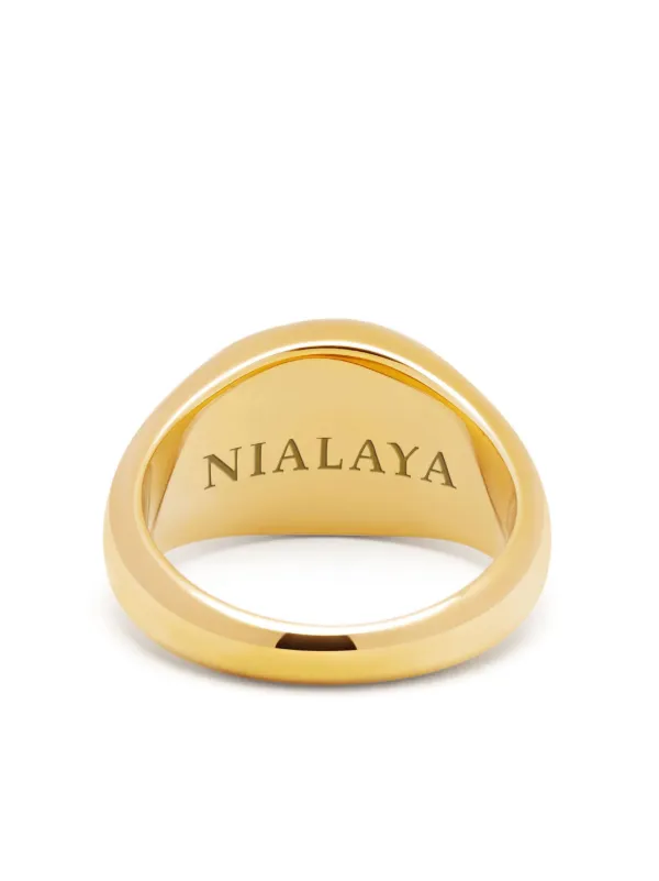 Nialaya Jewelry Lapis Lazuli Engraved Signet Ring Gold FARFETCH PH