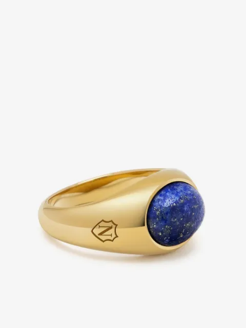 Nialaya Jewelry lapis lazuli engraved signet ring