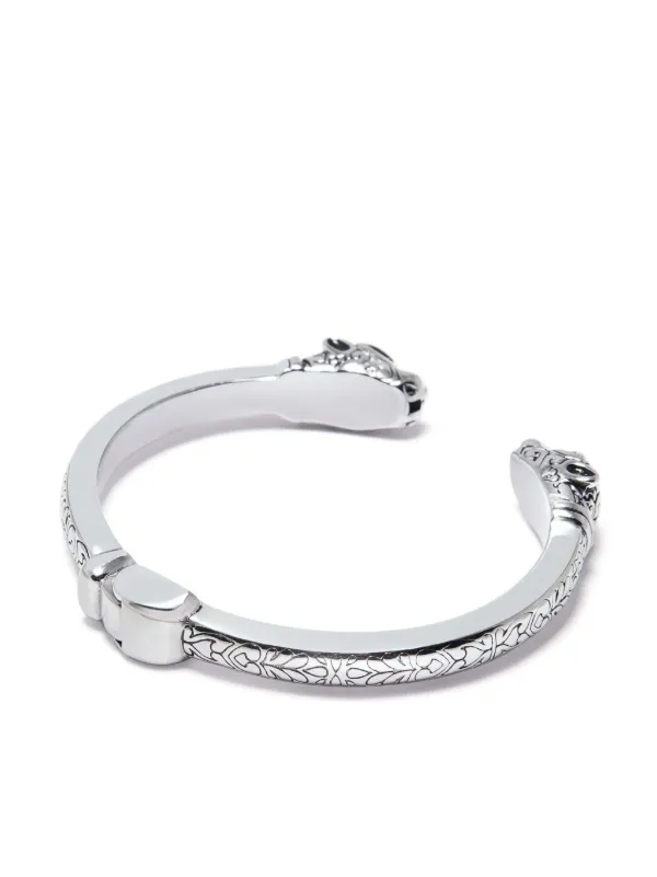 Nialaya Jewelry パンサー バングルブレスレット | シルバートーン 