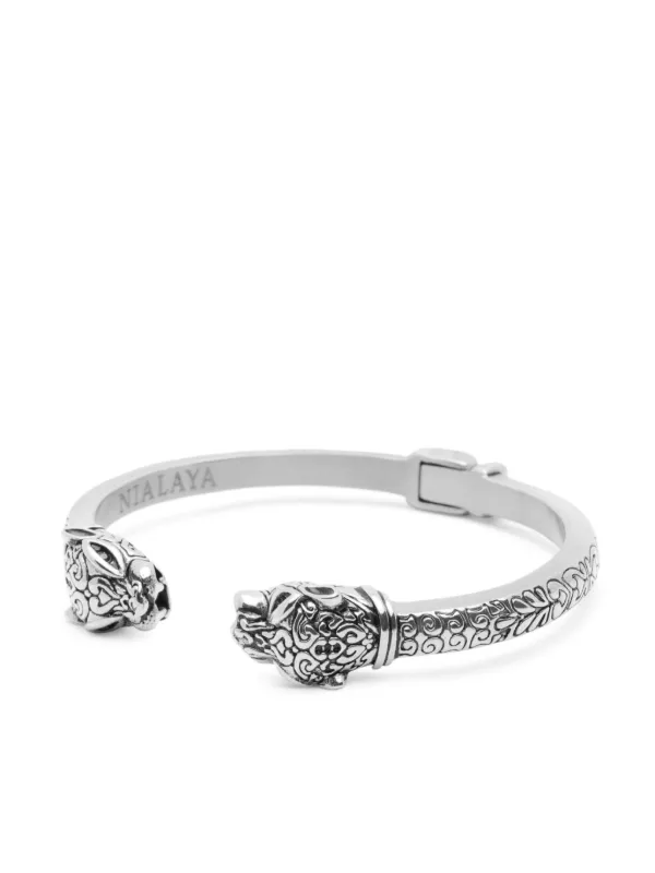 Nialaya Jewelry パンサー バングルブレスレット | シルバートーン 