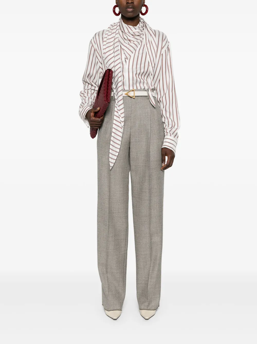 Shop Bottega Veneta Striped Silk Shirt In White