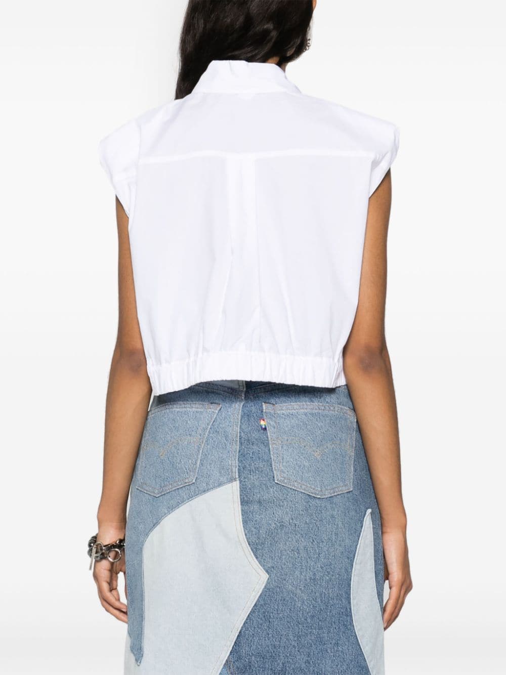 Shop Gestuz Sleeveless Cropped Blouse In White
