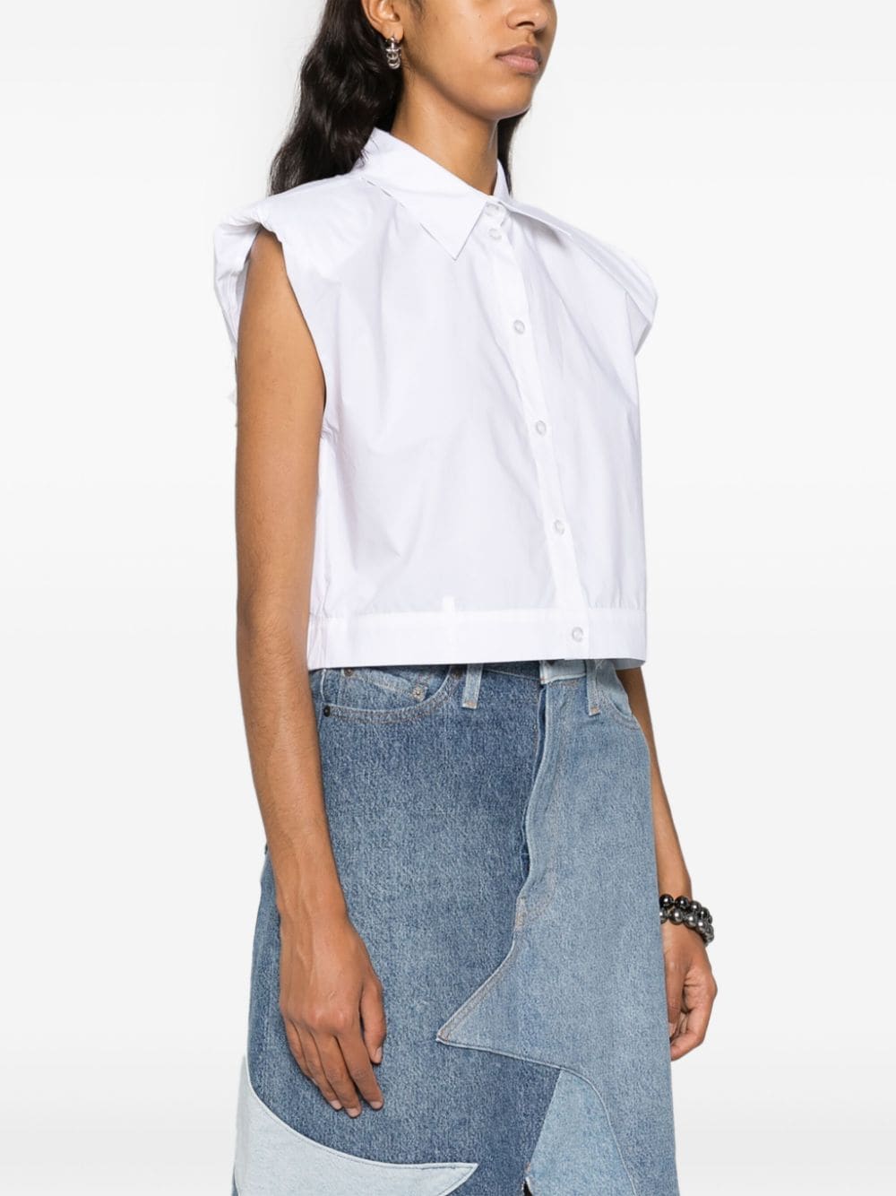 Shop Gestuz Sleeveless Cropped Blouse In White