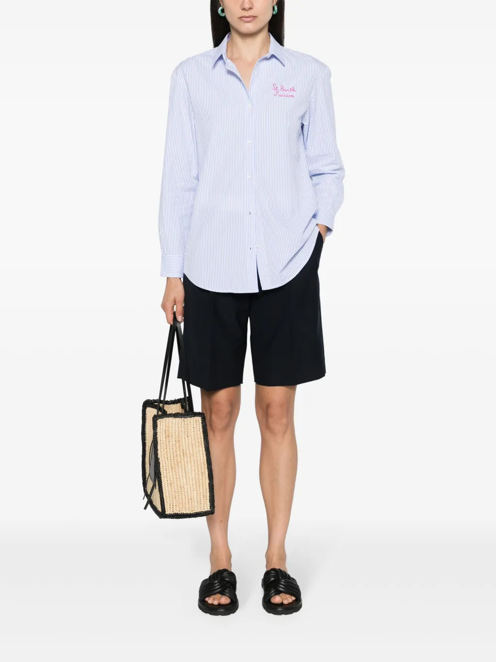 MC2 Saint Barth x Peanuts Brigitte striped shirt - Blauw