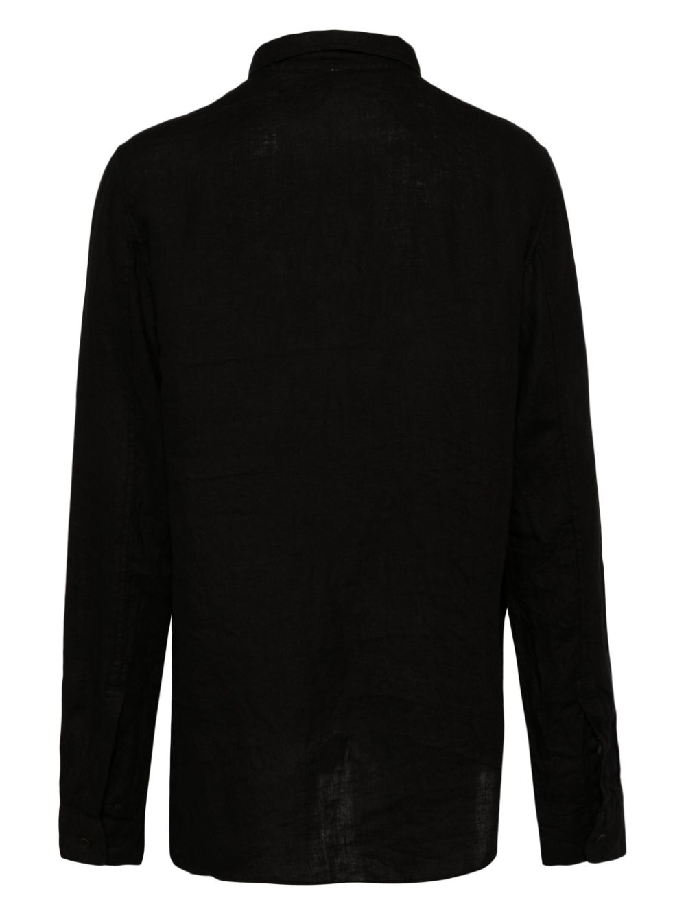 Poème Bohémien classic-collar linen shirt - Black