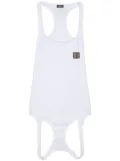 Olly Shinder logo-patch double-end cotton tank top - White