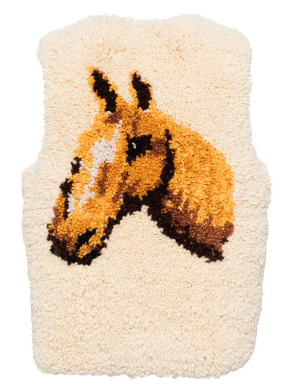 BODE Pony Tapestry Wool Vest | Neutrals | FARFETCH