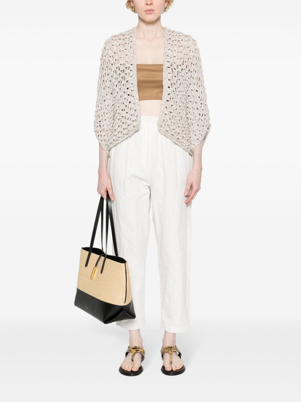 Shop Antonelli Sequin-embellished Chunky-knit Cardigan In Neutrals