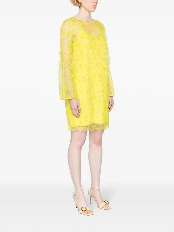 Max Mara Bracco motif-embroidered Midi Dress | Yellow