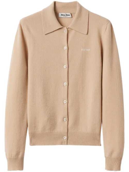 Cardigan à logo en intarsia - Miu Miu - Modalova