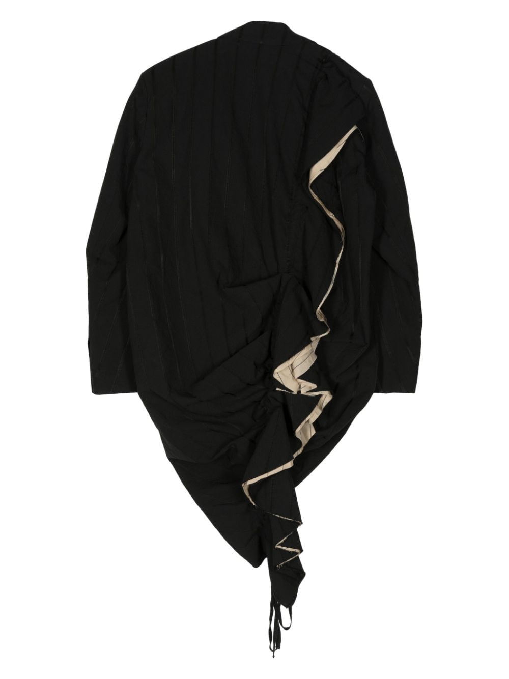 Uma Wang gathered-detail asymmetric blazer - Zwart