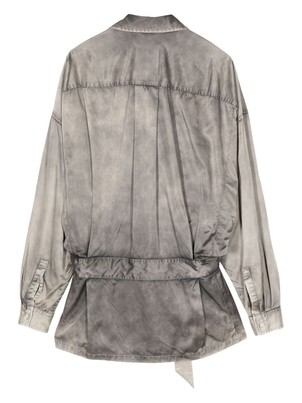 Shop Miharayasuhiro Bow-fastening Cotton-blend Shirt In Grey