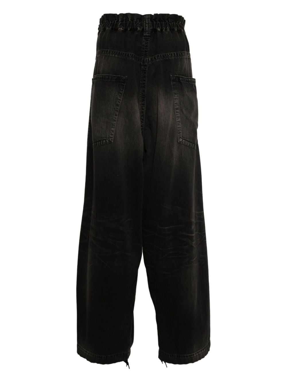 Shop Miharayasuhiro Wide-leg Cotton Jeans In Black