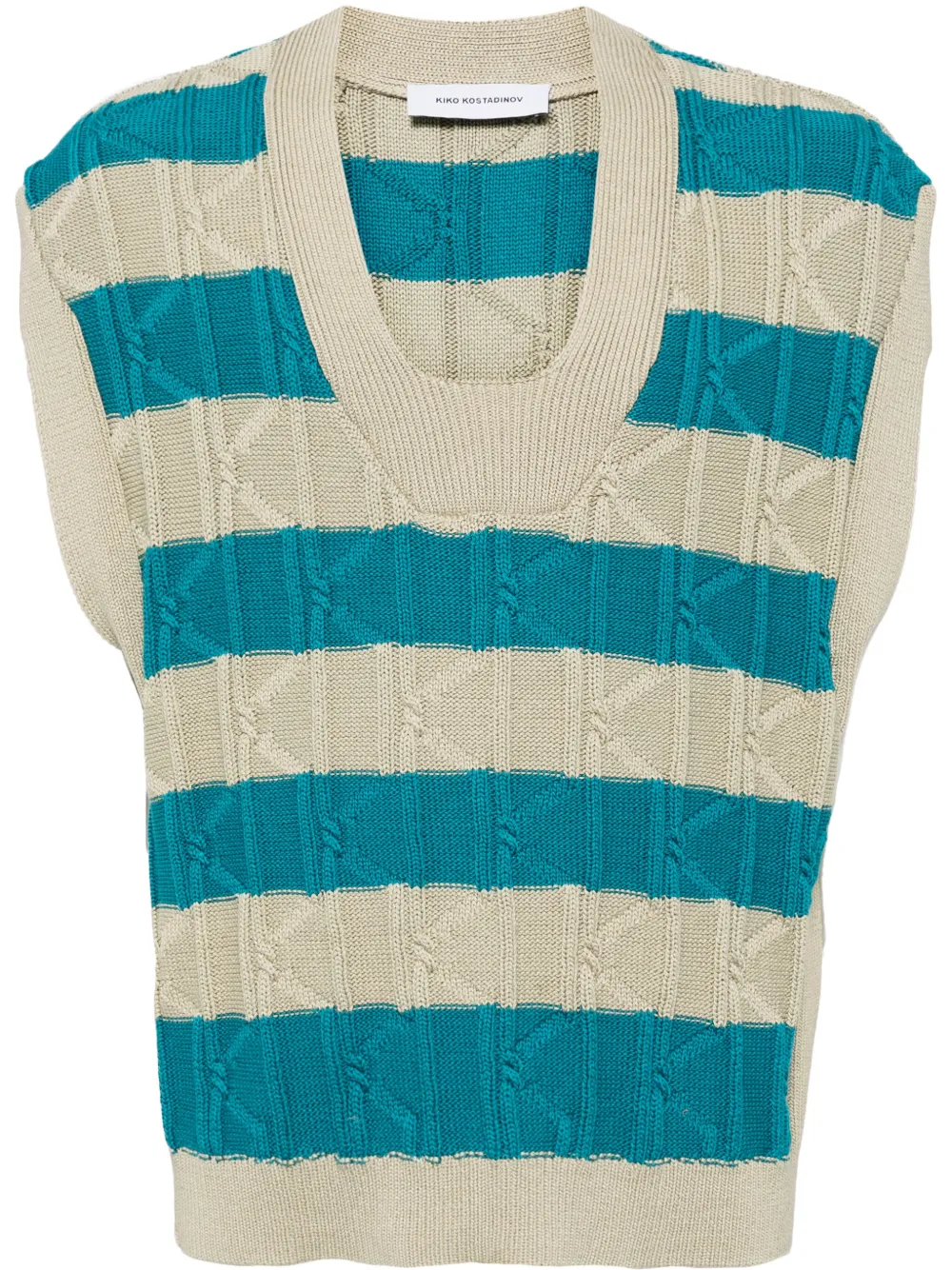 行列のできるレビュー商品、集めました。高評価アイテム Twinset Merli Kostadinov Kiko Cotton Beige/teal In Vest トップス