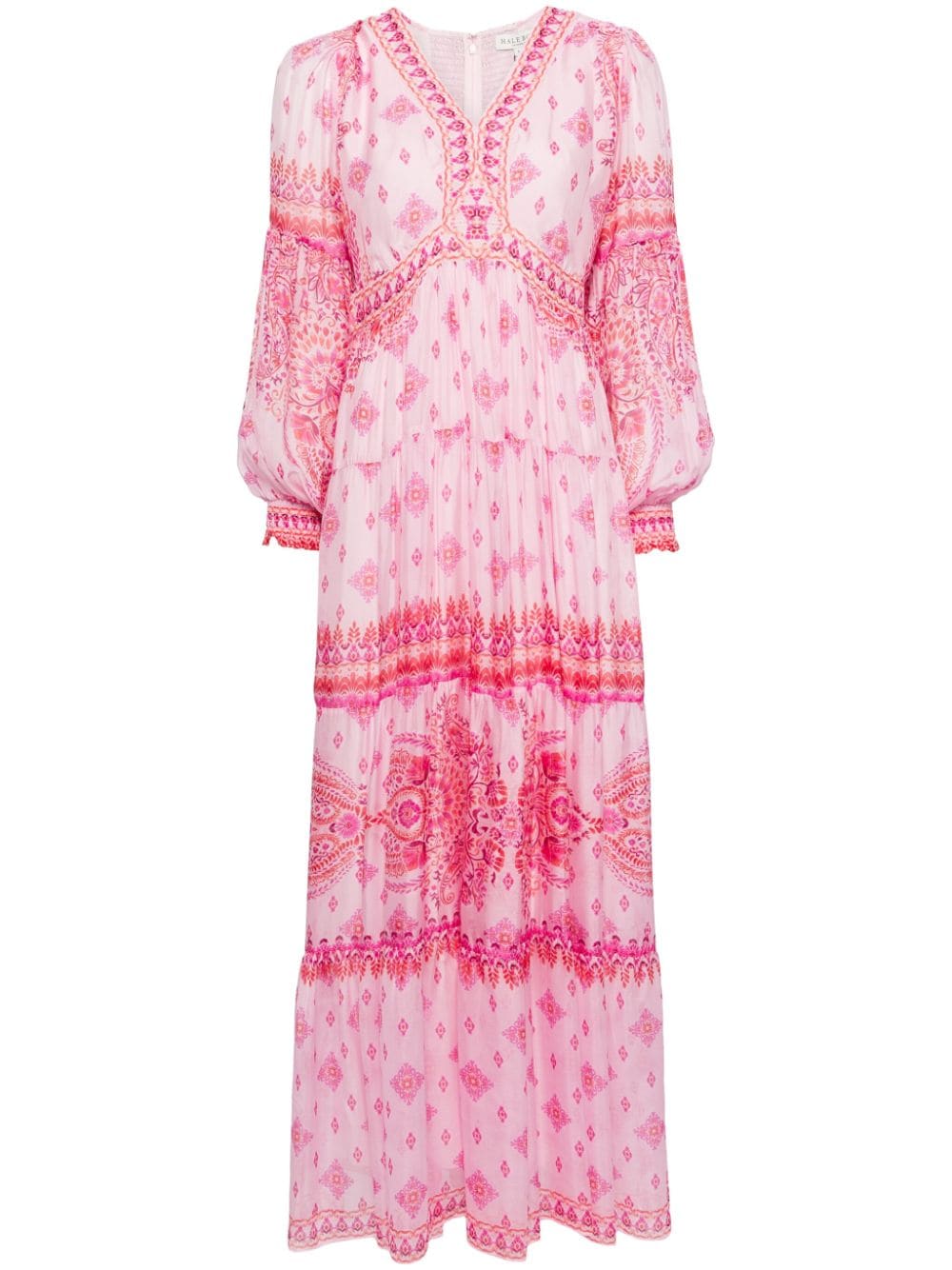 Hale Bob Alaia Geometric-pattern Maxi Dress In Pink