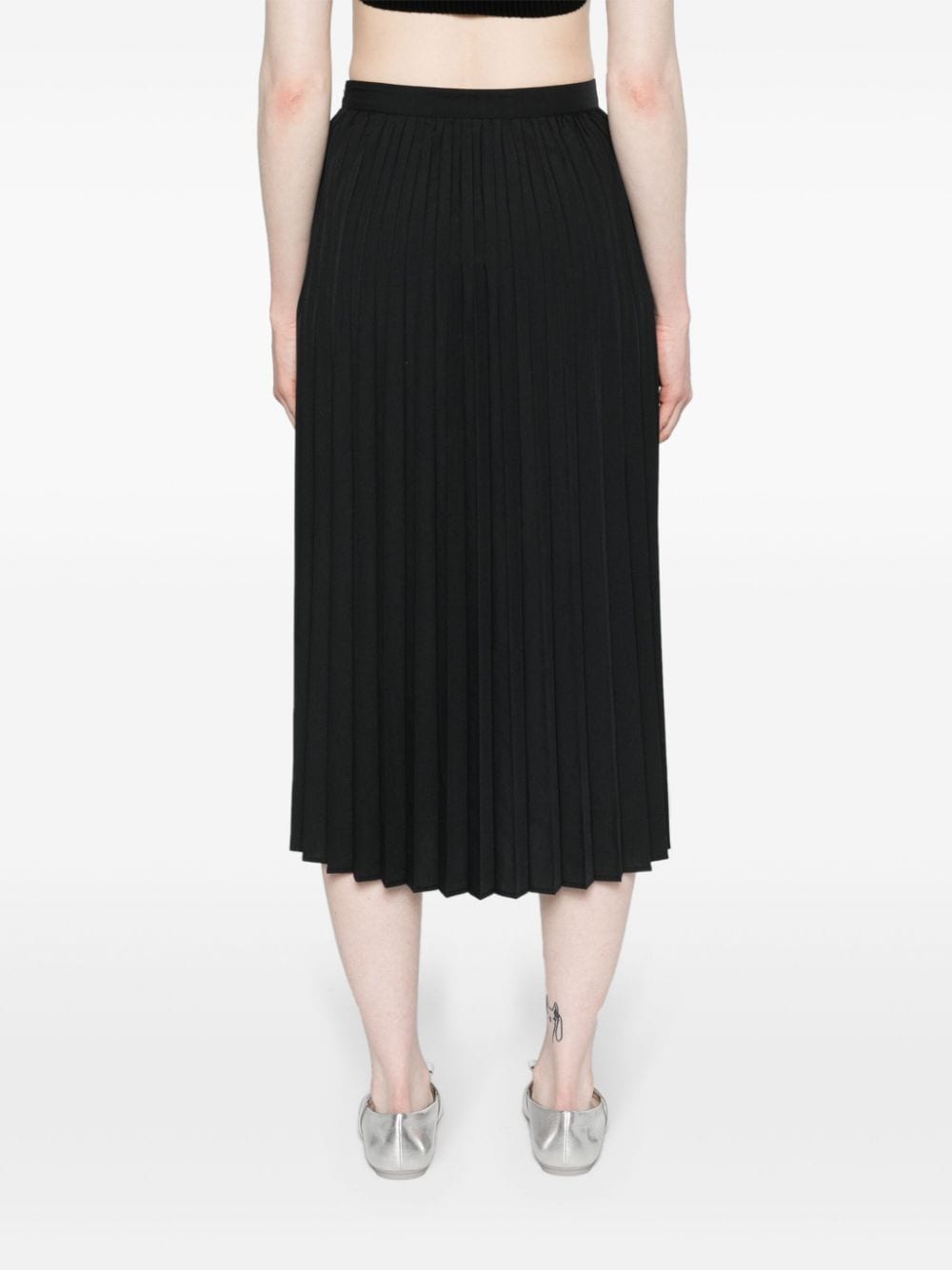 Shop Liu •jo Whipstitch-detailing Pleated Skirt In Black