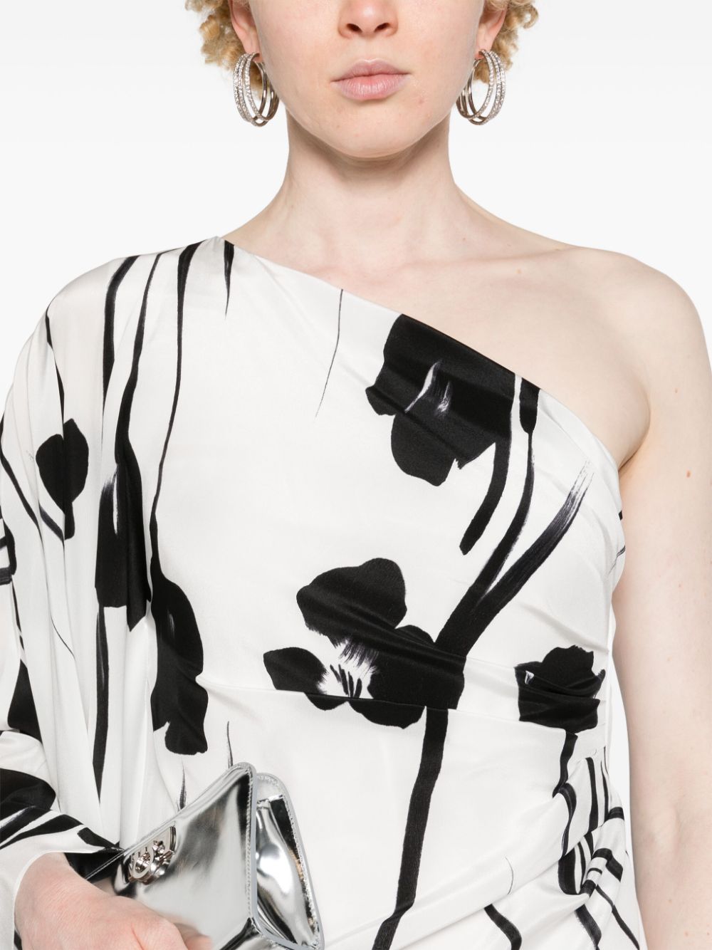 Shop Max Mara Jonnny Floral-print Satin Maxi Dress In White