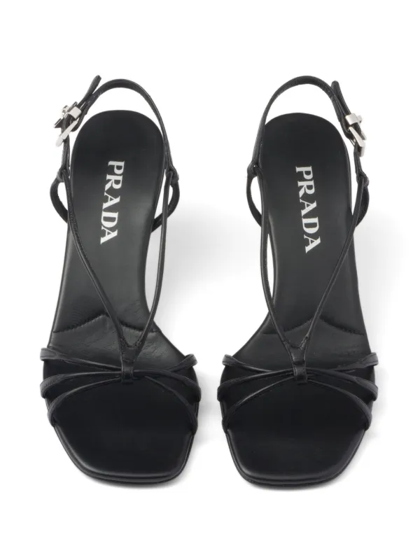 Prada 55mm Leather Sandals | Black | FARFETCH UK