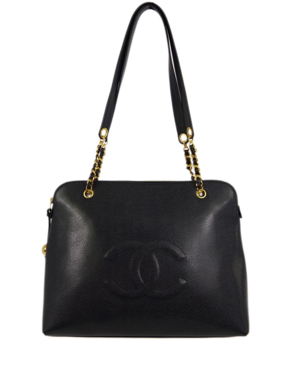 Pre-owned Chanel 1995 Cc-stitch Tote Bag In Black