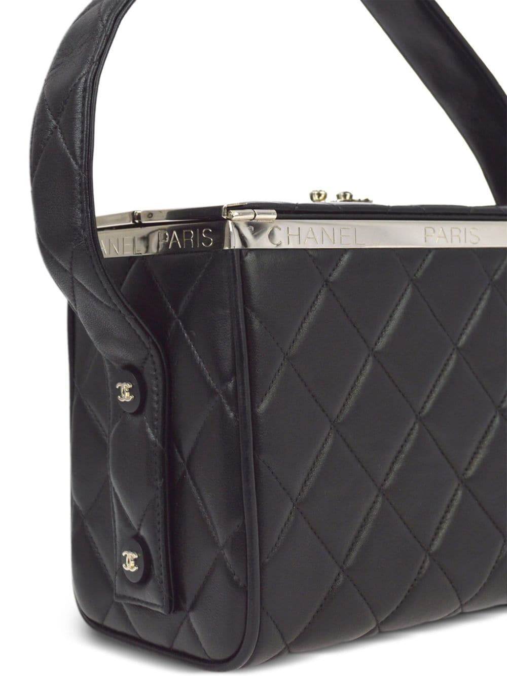 Pre-owned Chanel 1997 Diamond-quilted Leather Handbag In Black
