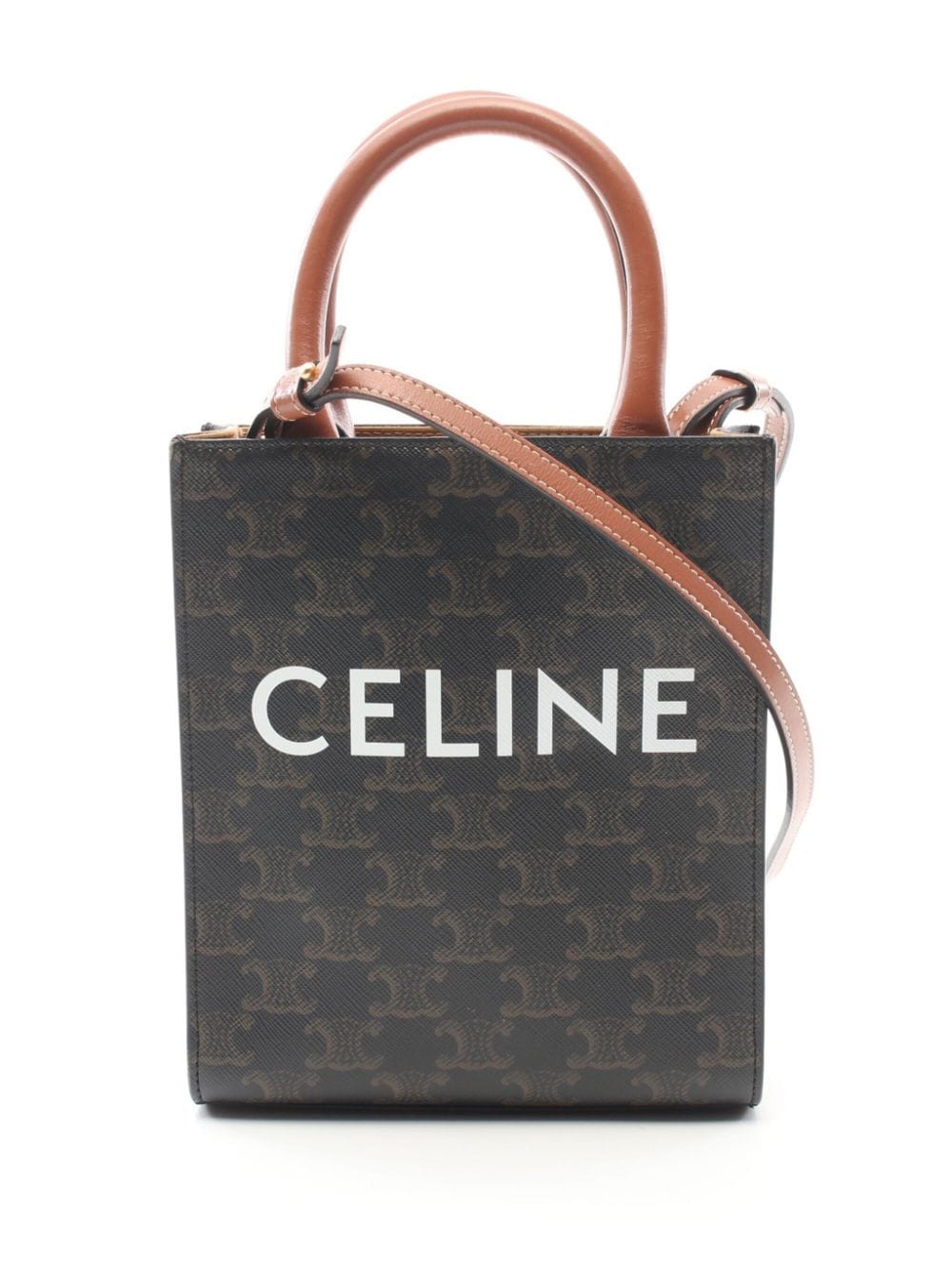 Pre-owned Celine 2010s Mini Vertical Cabas Two-way Tote Bag In Brown