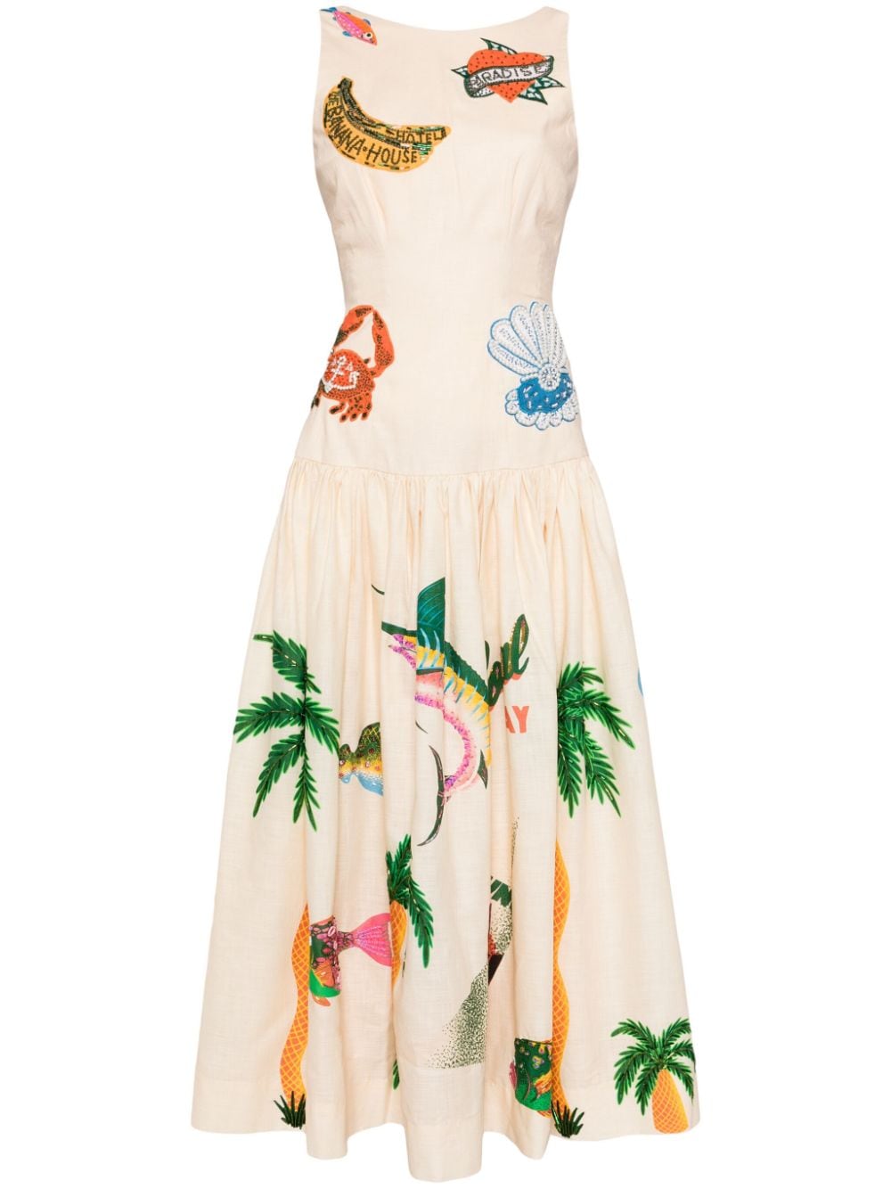 Alemais X Alan Berry Rhys Beaded Dress In Nude