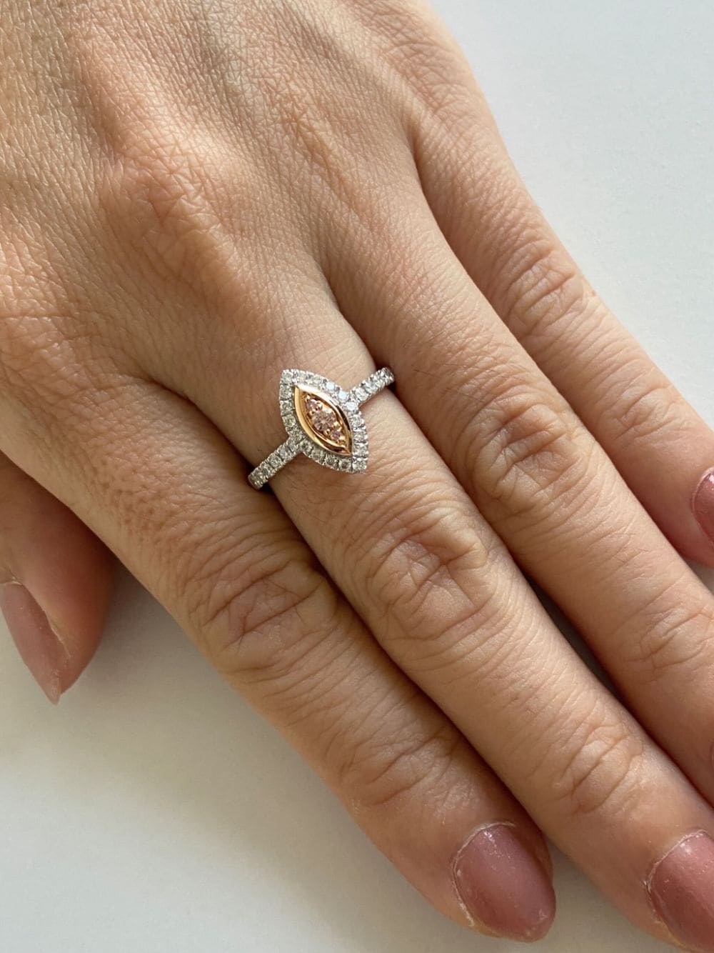 Shop Hyt Jewelry Rose Gold And Platinum Diamond Ring In Silver