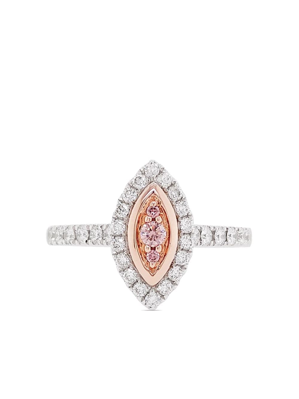 Hyt Jewelry Rose Gold And Platinum Diamond Ring In Silver