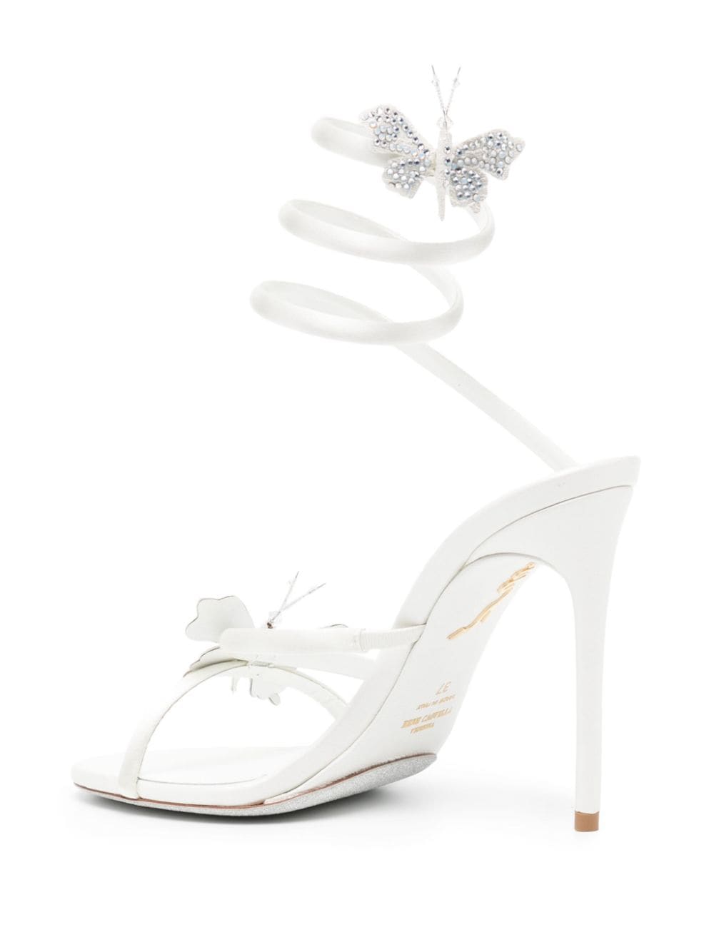 Shop René Caovilla Embellished Leather Sandals In White