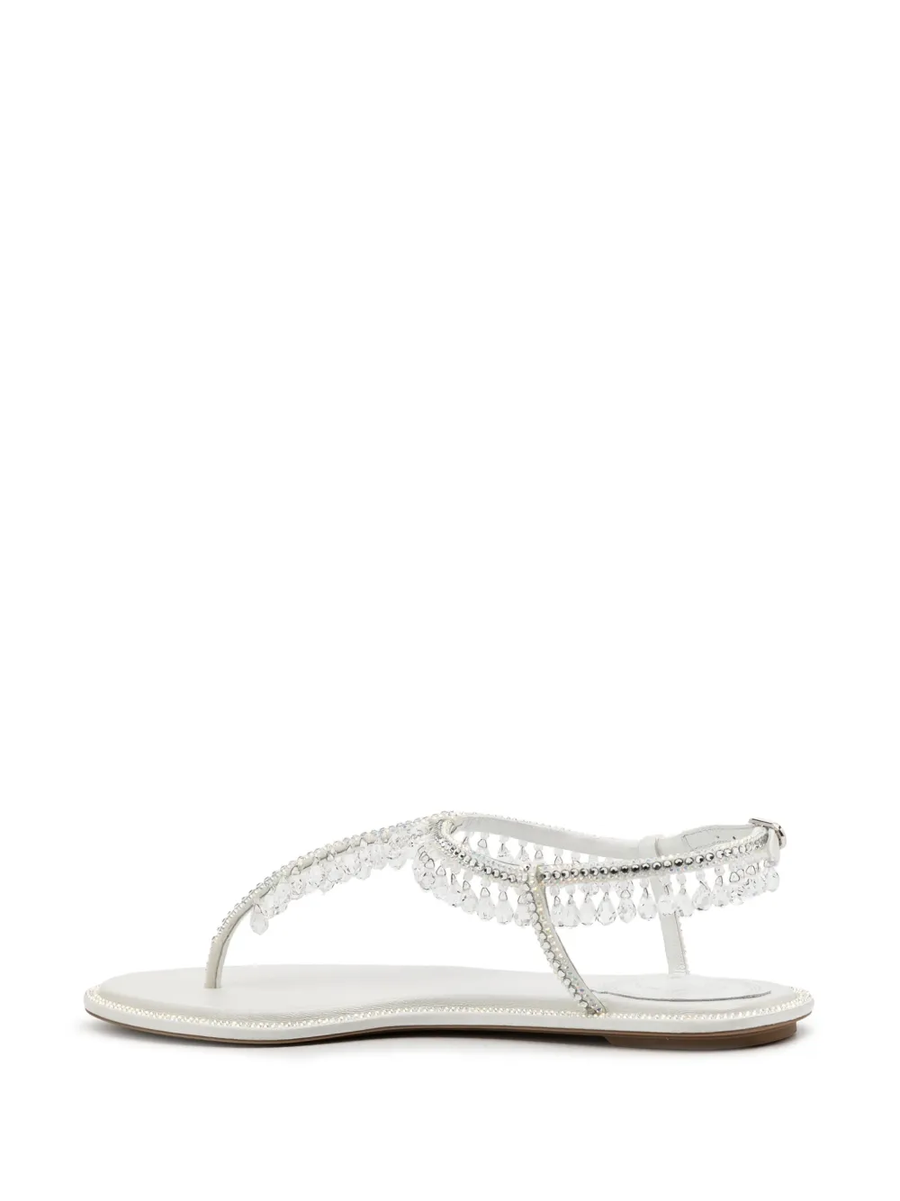 Shop René Caovilla Crystal-embellished Sandals In White