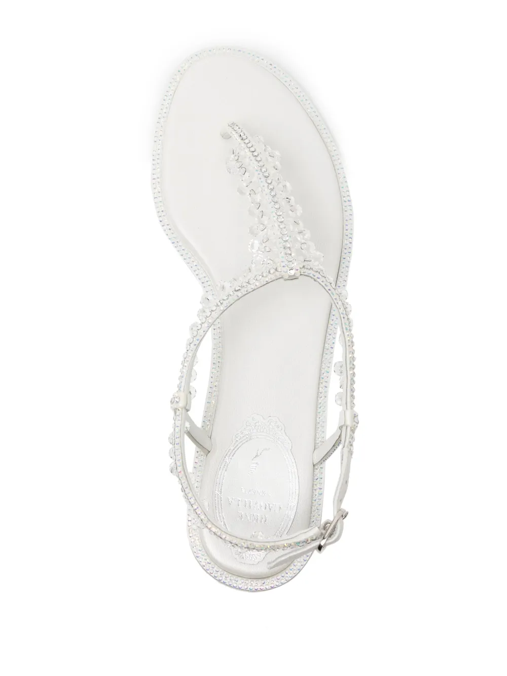 Shop René Caovilla Crystal-embellished Sandals In White