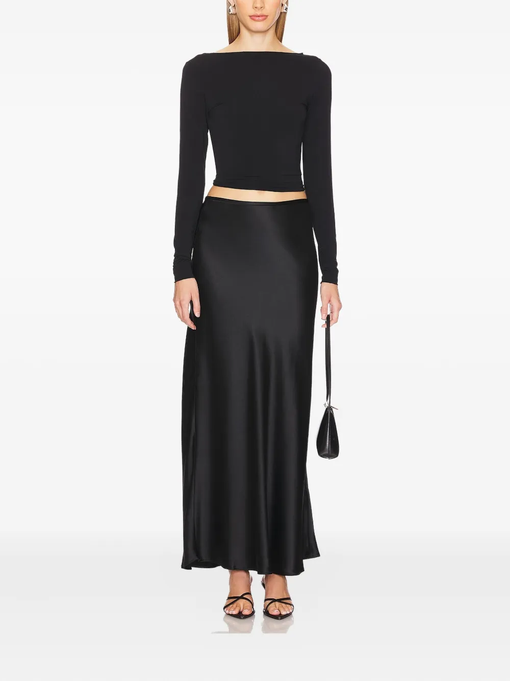 Acler bias-cut satin maxi skirt - Zwart