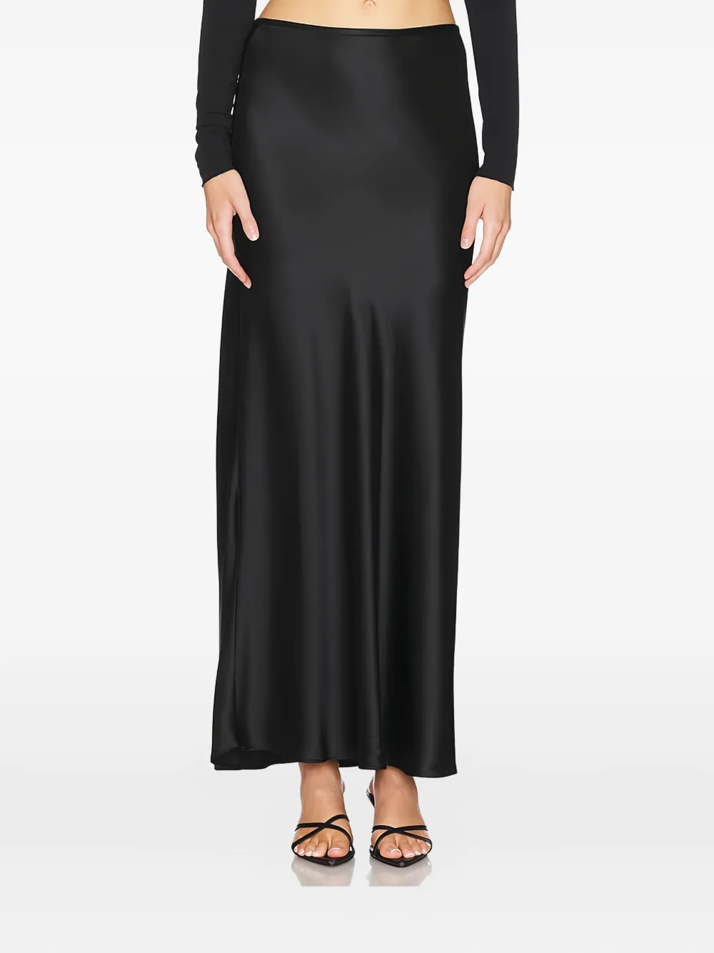 Acler bias-cut satin maxi skirt | Black | Image 1