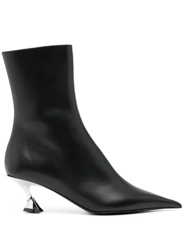 Mugler 60mm Leather Ankle Boots in Black